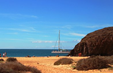 Papagayo-Strand und Pendelboot von Playa Blanca